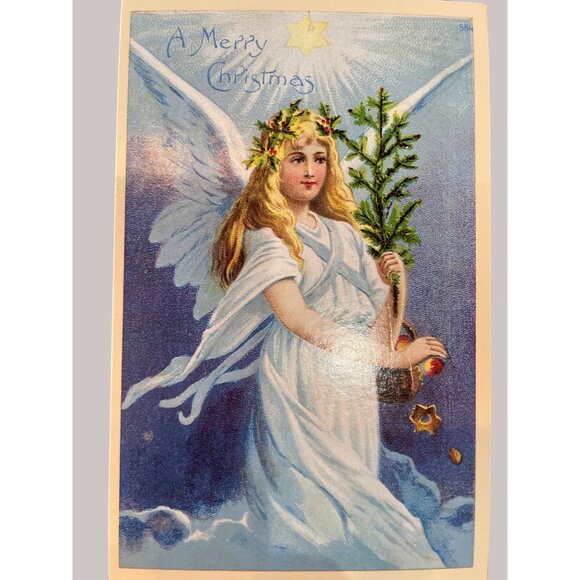 Vintage Victorian Christmas & New Year Postcards Set Girls Boys Santa Angels - Picture 6 of 11
